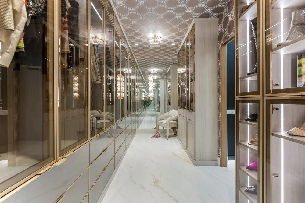 Marble-look floors through the closet, Cherry Hills Village residence